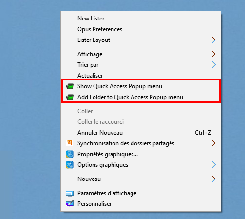 Context menu in Desktop background