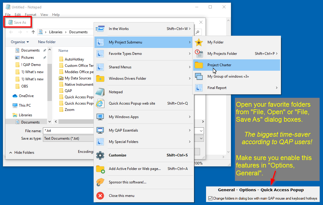 7) Open folders in Dialog Boxes