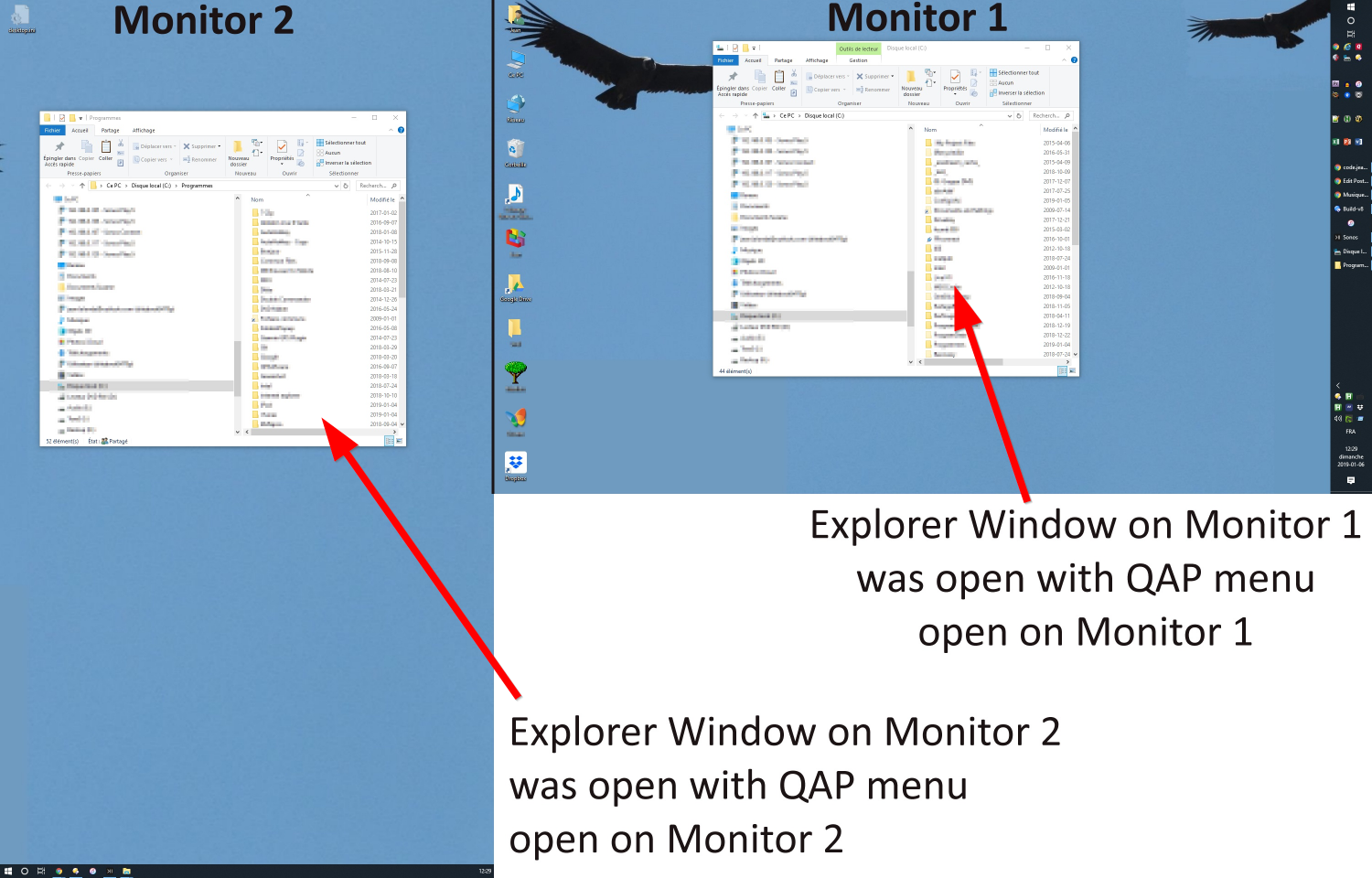 Can I open a folder a on specific monitor of a multiple-display